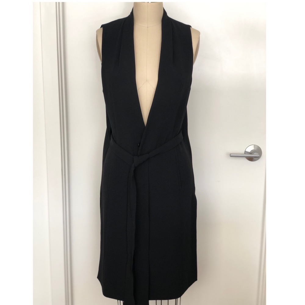 Babaton black long crepe wrap vest